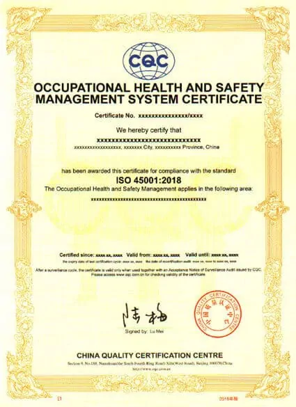 What Is The China ISO 45001 Certificate